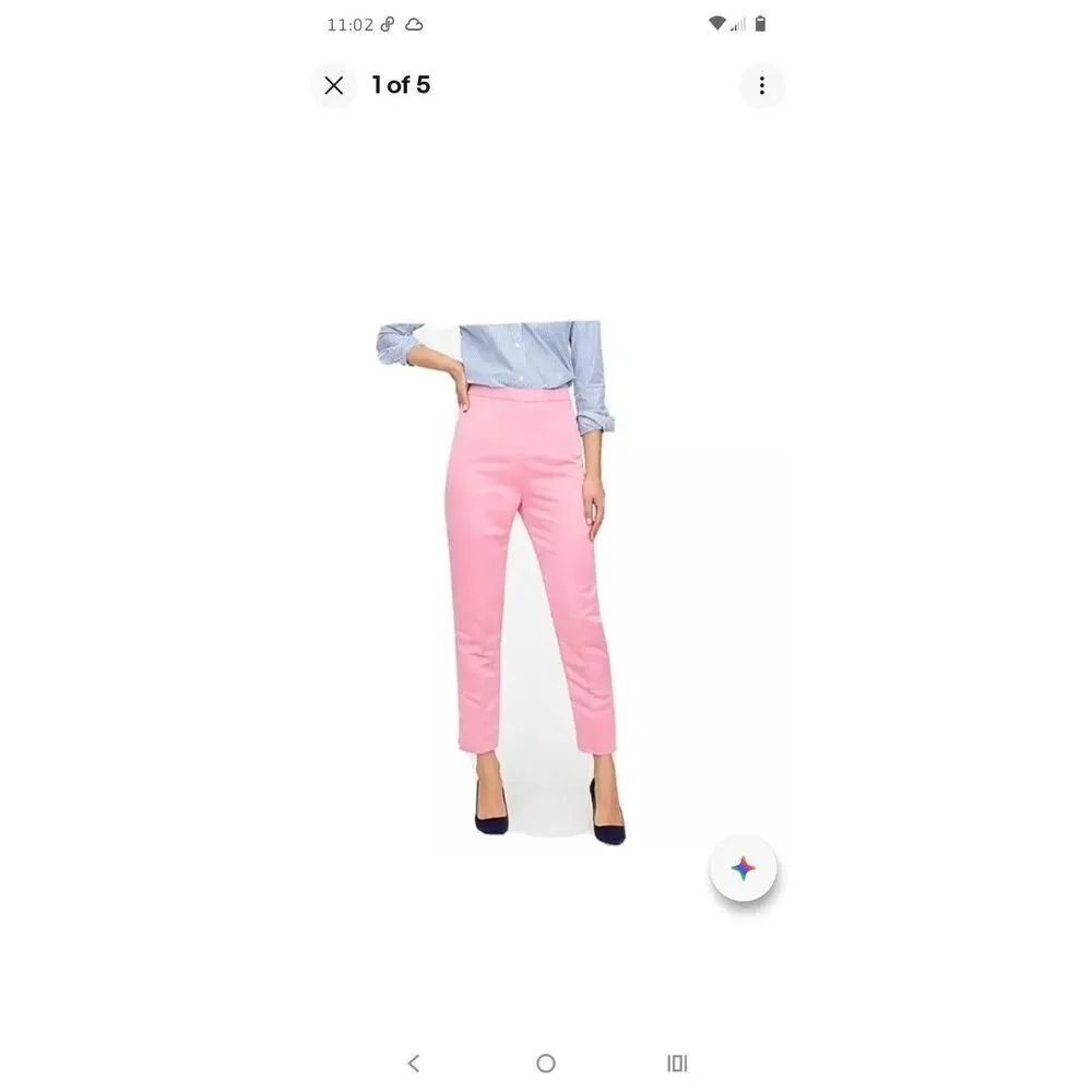 New Size 14 J Crew AE597 High Rise Cigarette Trousers Satin Pink Pants Soft Rose